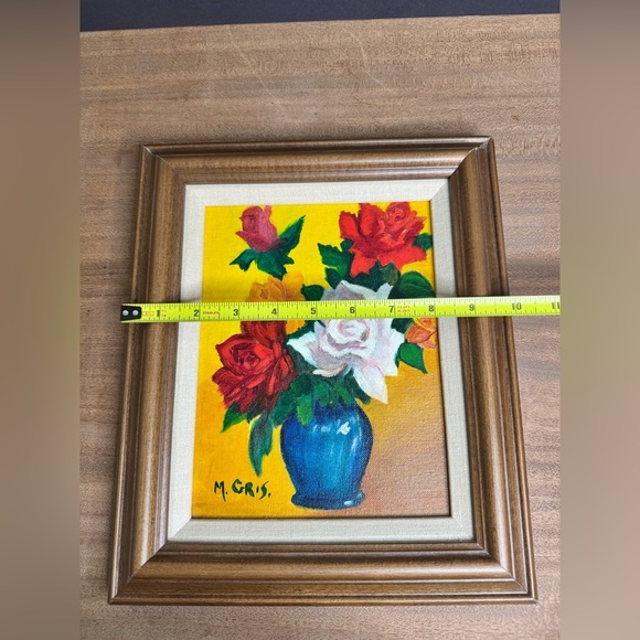 Gorgeous Vintage Still Life Oil Painting By M. Gris Bouquet of Roses Art Work - Picture 6 of 7